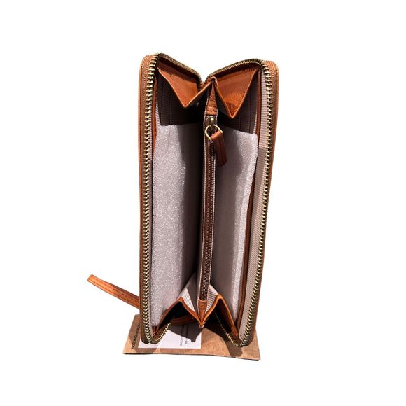 MARGOT New York Gabby Tan Genuine Leather Zip Around Wallet Wristlet. NWT - Picture 3 of 5